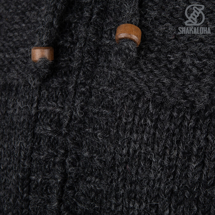 Shakaloha Shakaloha Veste en Laine Tricoté Chamonix Anthracite avec Doublure en Peluche et Capuche - Hommes - Uni - Fabriqué à la main au Népal en laine de mouton