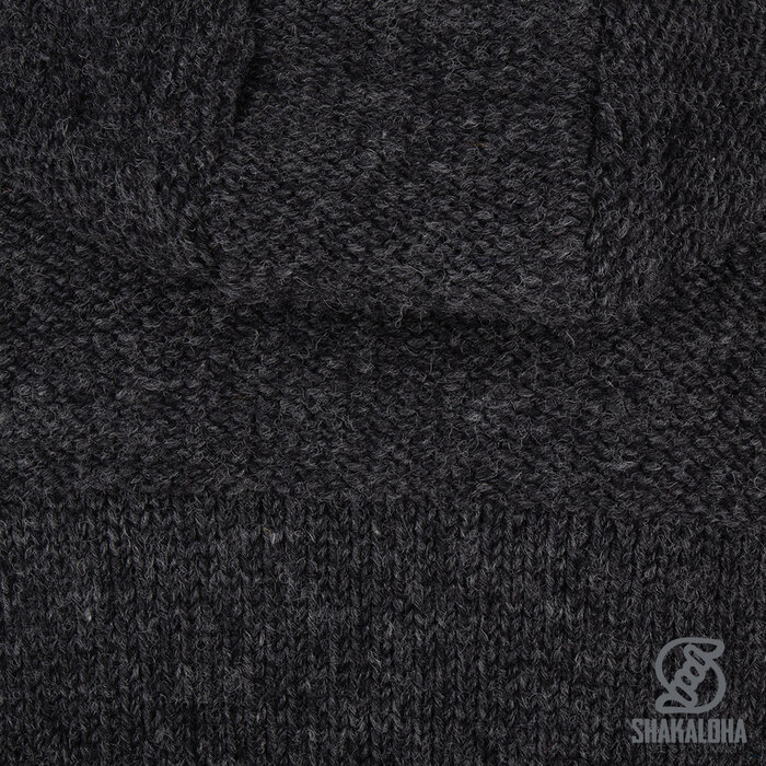 Shakaloha Shakaloha Knitted Woolen Jacket Chamonix Anthracite with Teddy Lining and Hood - Men - Unisex - Handmade in Nepal from sheep's wool