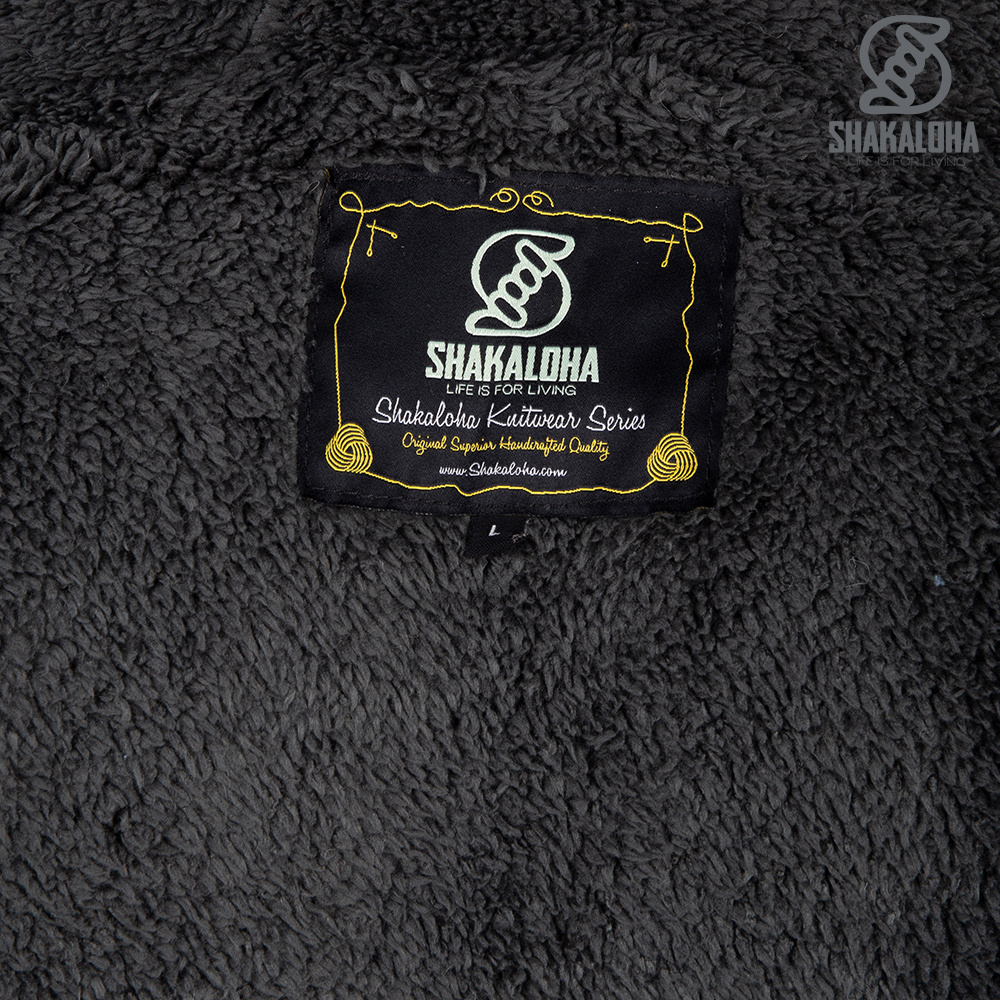 Shakaloha Shakaloha Veste en Laine Tricoté Chamonix Anthracite avec Doublure en Peluche et Capuche - Hommes - Uni - Fabriqué à la main au Népal en laine de mouton