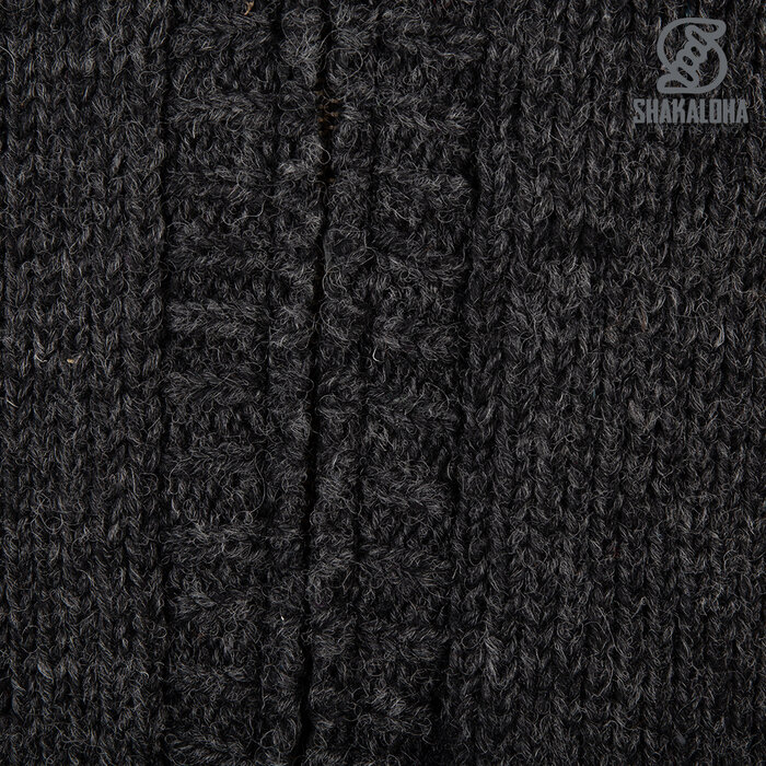 Shakaloha Shakaloha Knitted Woolen Jacket Chamonix Anthracite with Teddy Lining and Hood - Men - Unisex - Handmade in Nepal from sheep's wool