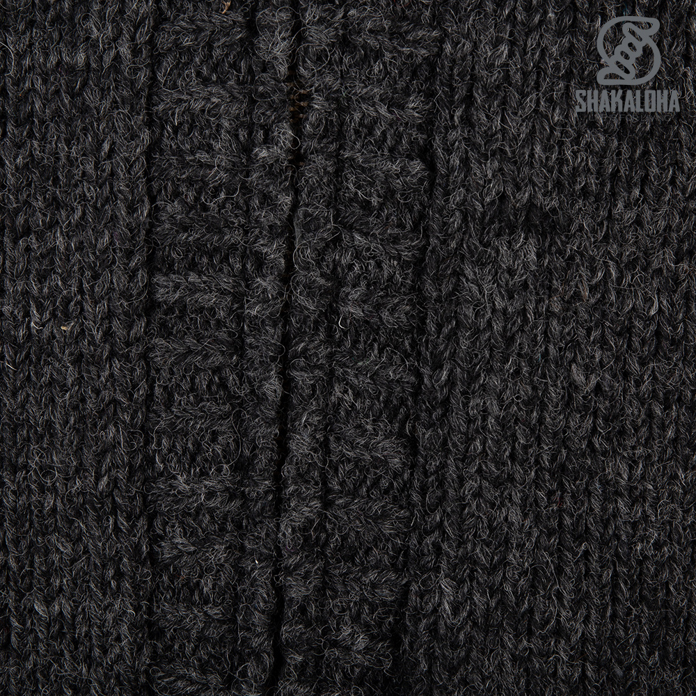 Shakaloha Shakaloha Veste en Laine Tricoté Chamonix Anthracite avec Doublure en Peluche et Capuche - Hommes - Uni - Fabriqué à la main au Népal en laine de mouton