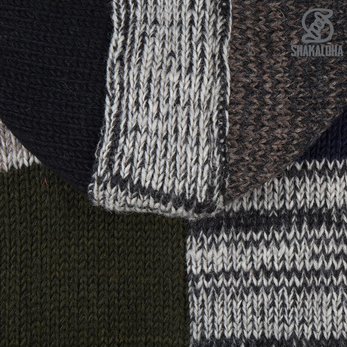 Shakaloha Chaleco de punto de lana Shakaloha con parche ZH, forro polar y capucha desmontable - Hombre/Unisex - Hecho a mano en Nepal con lana de oveja