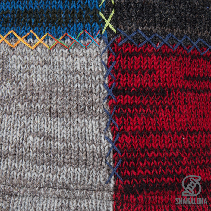 Shakaloha Chaleco de punto de lana Shakaloha con parche ZH, forro polar y capucha desmontable - Hombre/Unisex - Hecho a mano en Nepal con lana de oveja