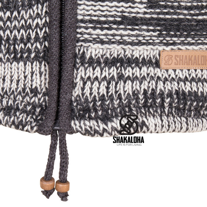 Shakaloha Shakaloha Gebreid Wollen Vest Buster ZH  met Fleece Voering en Afneembare Capuchon - Man/Uni - Handgemaakt in Nepal van Schapenwol