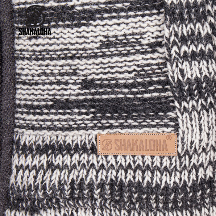 Shakaloha Shakaloha Gebreid Wollen Vest Buster ZH  met Fleece Voering en Afneembare Capuchon - Man/Uni - Handgemaakt in Nepal van Schapenwol