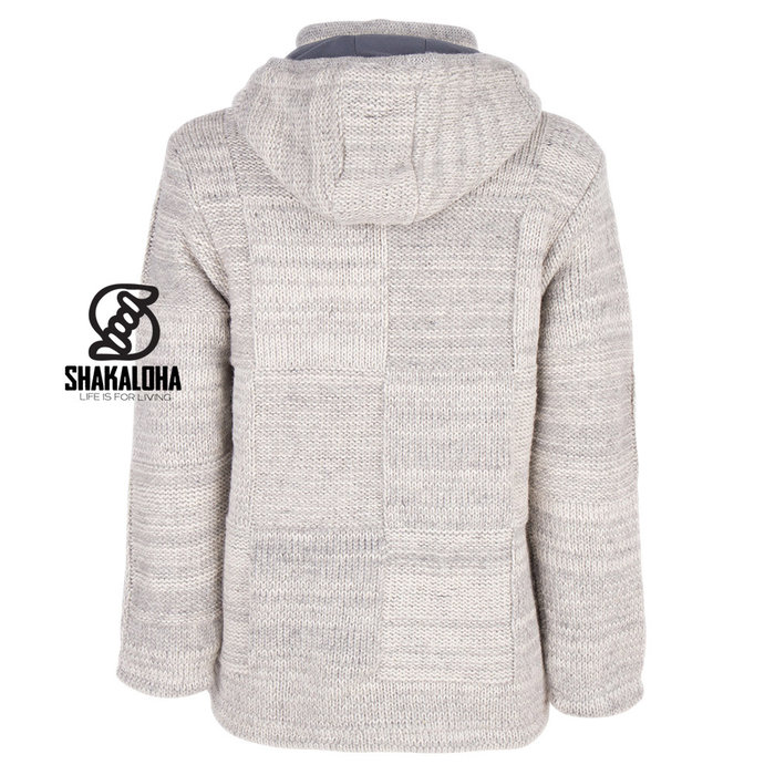 Shakaloha Shakaloha Gebreid Wollen Vest Buster ZH  met Fleece Voering en Afneembare Capuchon - Man/Uni - Handgemaakt in Nepal van Schapenwol