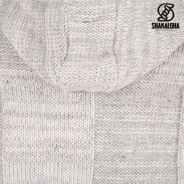 Shakaloha Cardigan en laine tricoté Shakaloha Buster ZH avec doublure en polaire et capuche amovible - Homme/Uni - Fabriqué à la main au Népal à partir de laine de mouton