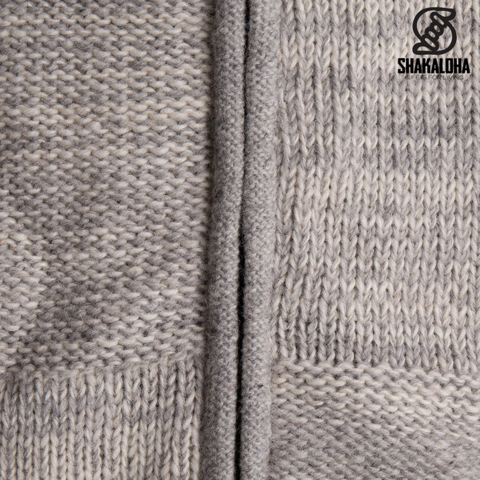 Shakaloha Shakaloha Knitted Wool Cardigan Buster ZH with Fleece Lining and Detachable Hood - Man/Uni - Handmade in Nepal from Sheep Wool