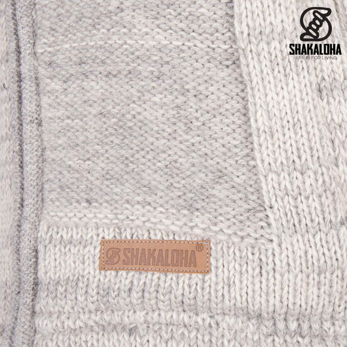 Shakaloha Shakaloha Gebreid Wollen Vest Buster ZH  met Fleece Voering en Afneembare Capuchon - Man/Uni - Handgemaakt in Nepal van Schapenwol