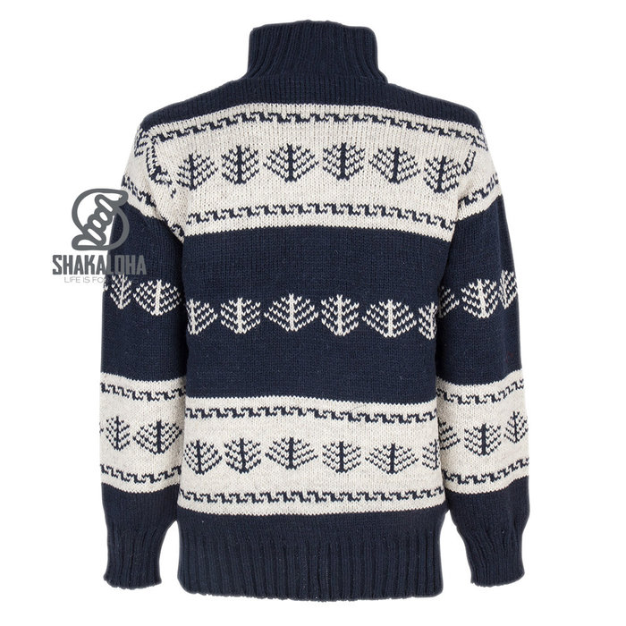 Shakaloha Chaleco de lana de punto Shakaloha de pino con forro de algodón - Hombre/Unisex - Hecho a mano en Nepal con lana de oveja