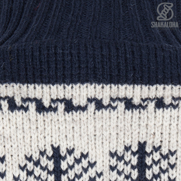 Shakaloha Shakaloha Veste en Laine Tricoté Pine Bleu marine bleu avec Doublure en coton et Capuche détachable - Hommes - Uni - Fabriqué à la main au Népal en laine de mouton