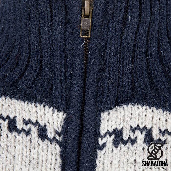 Shakaloha Shakaloha Knitted Woolen Jacket Pine with Cotton Lining and Detachable Hood - Men - Unisex - Handmade in Nepal from sheep's wool