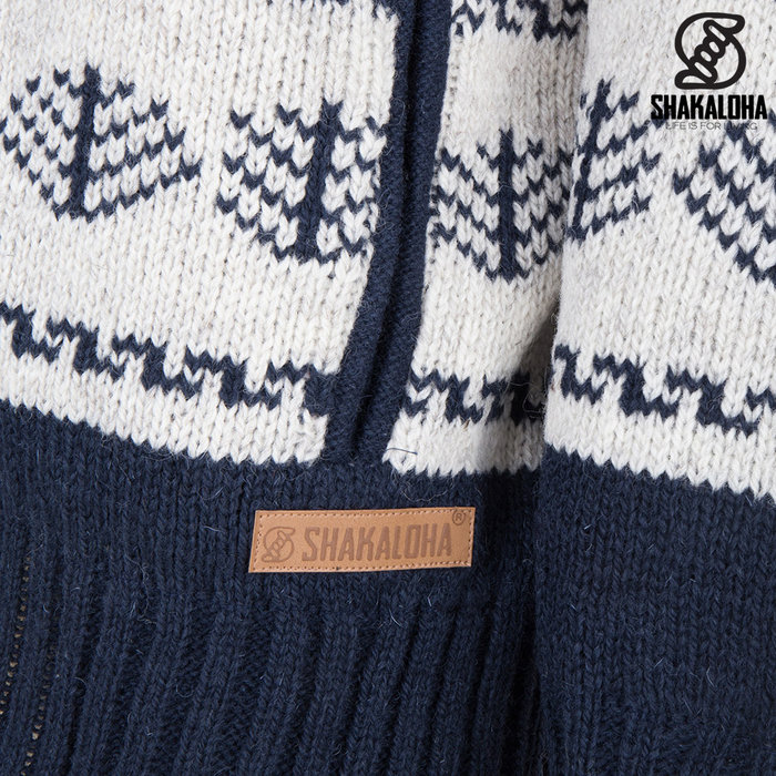 Shakaloha Shakaloha Knitted Woolen Jacket Pine with Cotton Lining and Detachable Hood - Men - Unisex - Handmade in Nepal from sheep's wool