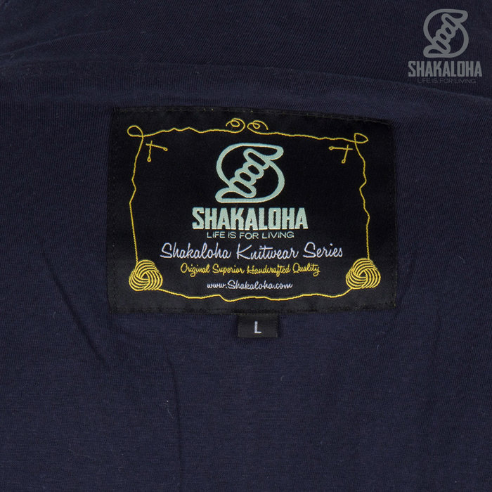 Shakaloha Shakaloha Veste en Laine Tricoté Pine Bleu marine bleu avec Doublure en coton et Capuche détachable - Hommes - Uni - Fabriqué à la main au Népal en laine de mouton