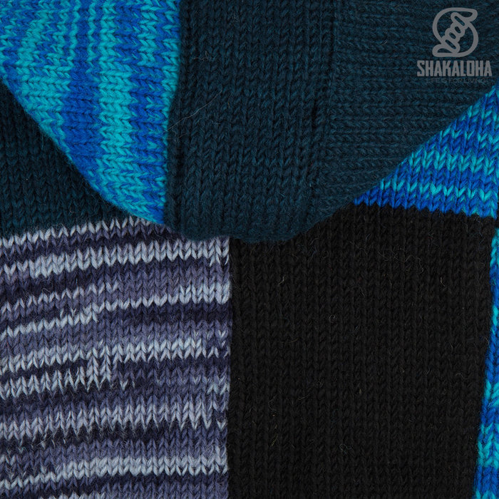 Shakaloha Chaleco de punto de lana Shakaloha con parche ZH, forro polar y capucha desmontable - Mujer - Hecho a mano en Nepal con lana de oveja