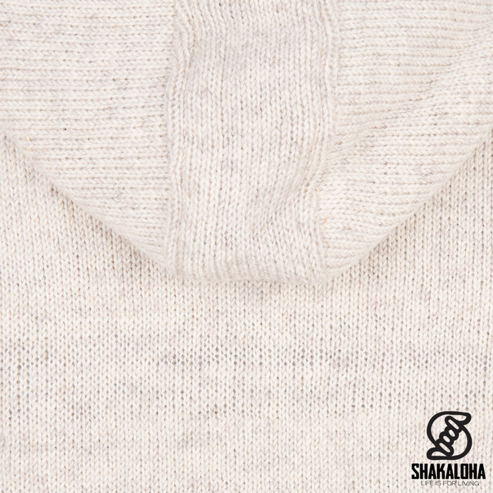 Shakaloha Shakaloha Strick-Wollweste Crawford ZH Beige Creme mit Baumwollfutter und abnehmbarer Kapuze – Damen – Handgefertigt in Nepal aus Schafwolle