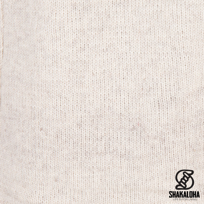 Shakaloha Chaleco de punto de lana Shakaloha Crawford ZH beige crema con forro de algodón y capucha desmontable - Mujer - Hecho a mano en Nepal con lana de oveja