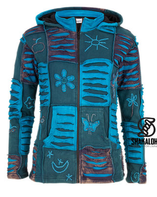 Shakaloha W Buzz Turquoise jacket with hood and collar