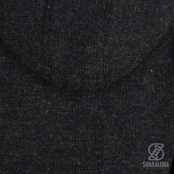 Shakaloha Shakaloha Knitted Woolen Jacket Crawford ZH Anthracite with Cotton Lining and Detachable Hood - Woman - Handmade in Nepal from sheep's wool