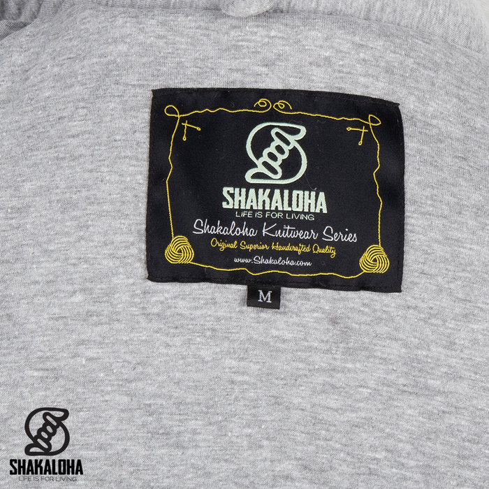 Shakaloha Shakaloha Strick-Wollweste Crawford ZH Grau mit Baumwollfutter und abnehmbarer Kapuze – Damen – Handgefertigt in Nepal aus Schafwolle