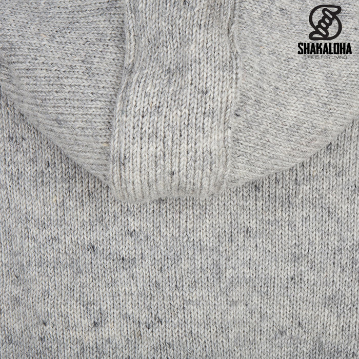 Shakaloha Shakaloha Knitted Woolen Jacket Crawford ZH Gray with Cotton Lining and Detachable Hood - Woman - Handmade in Nepal from sheep's wool