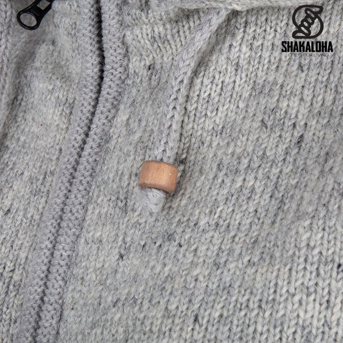 Shakaloha Shakaloha Gebreid Wollen Vest Crawford ZH Grijs met Katoenen Voering en Afneembare Capuchon - Dames - Handgemaakt in Nepal van Schapenwol