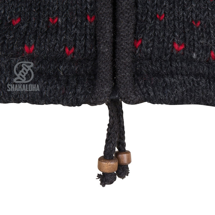 Shakaloha Shakaloha Veste en Laine Tricoté Riddle ZH Couleurs naturelles avec Doublure en polaire et Capuche détachable - Femmes - Fabriqué à la main au Népal en laine de mouton