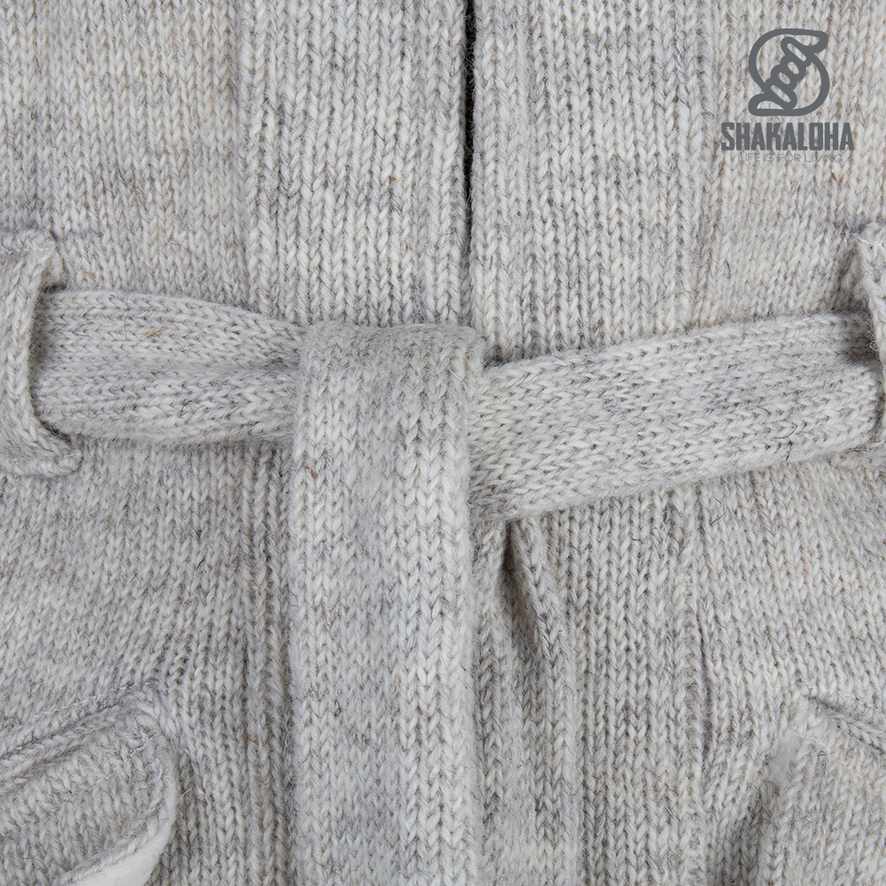 Shakaloha Shakaloha Knitted Woolen Jacket Zinnia  with Fleece Lining and Hood - Woman - Handmade in Nepal from sheep's wool
