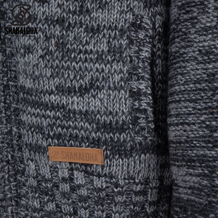 Shakaloha Shakaloha Gebreid Wollen Vest Chamonix  met Teddy Fleece Voering en Capuchon - Man/Uni - Handgemaakt in Nepal van Schapenwol