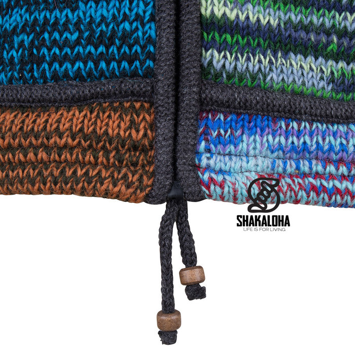 Shakaloha Shakaloha Knitted Woolen Jacket Patch ZH with Fleece Lining and Detachable Hood - Woman - Handmade in Nepal from sheep's wool