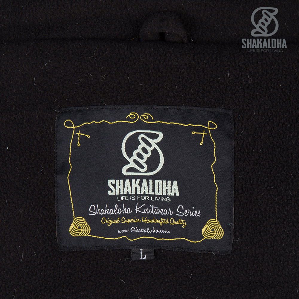 Shakaloha Shakaloha Wolljacke - Strickjacke Patch ZH Blatt bunt mit Fleece-Futter und Abnehmbarer Kapuze - Damen - Handgemacht in Nepal aus Schafwolle