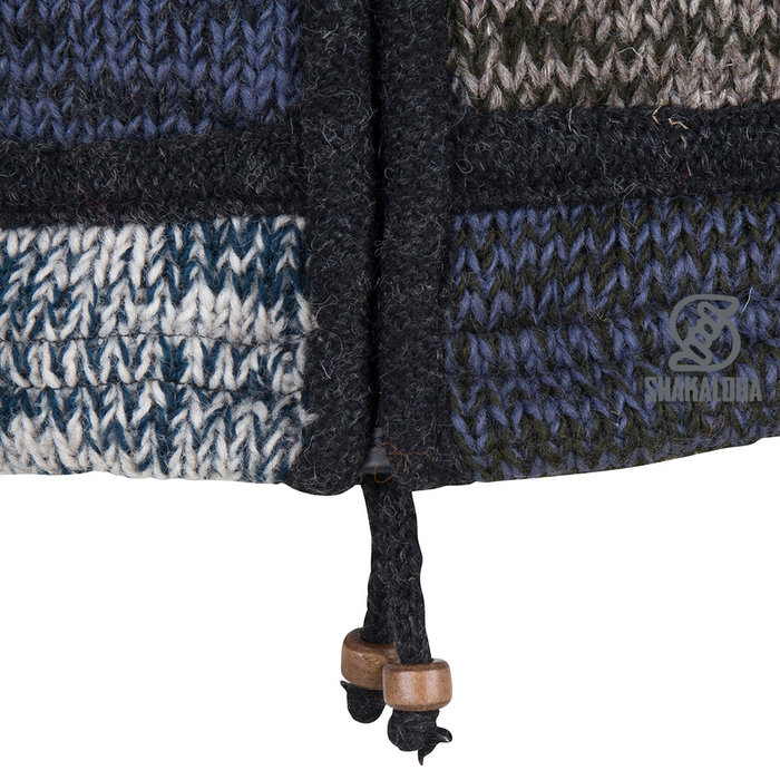 Shakaloha Chaleco de punto de lana Shakaloha con parche ZH multicolor descolorido, forro polar y capucha desmontable - Mujer - Hecho a mano en Nepal con lana de oveja