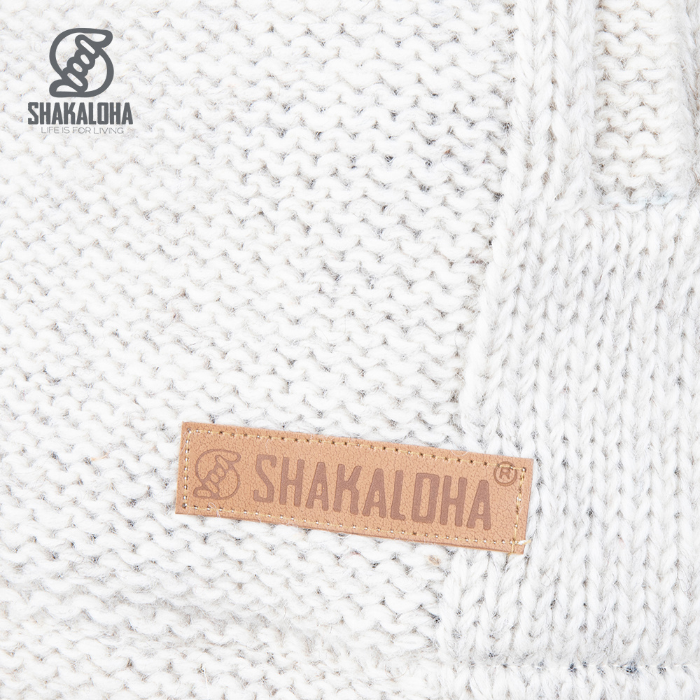 Shakaloha Shakaloha Gebreid Wollen Vest Blaster ZH Beige Crème met Fleece Voering en Afneembare Capuchon - Man/Uni - Handgemaakt in Nepal van Schapenwol