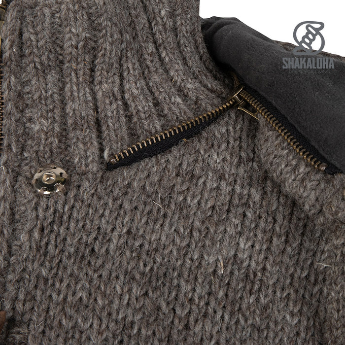 Shakaloha Shakaloha Gestrickte Wollweste Woodcord DLX mit Fleecefutter und abnehmbarer Kapuze – Damen – Handgefertigt in Nepal aus Schafwolle