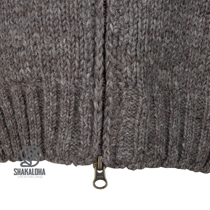 Shakaloha Shakaloha Knitted Wool Cardigan Woodcord DLX with Fleece Lining and Detachable Hood - Women - Handmade in Nepal from Sheep Wool