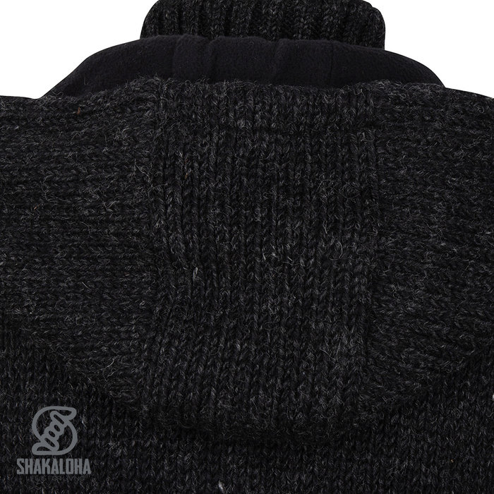 Shakaloha Shakaloha Gestrickte Wollweste Woodcord DLX mit Fleecefutter und abnehmbarer Kapuze – Damen – Handgefertigt in Nepal aus Schafwolle