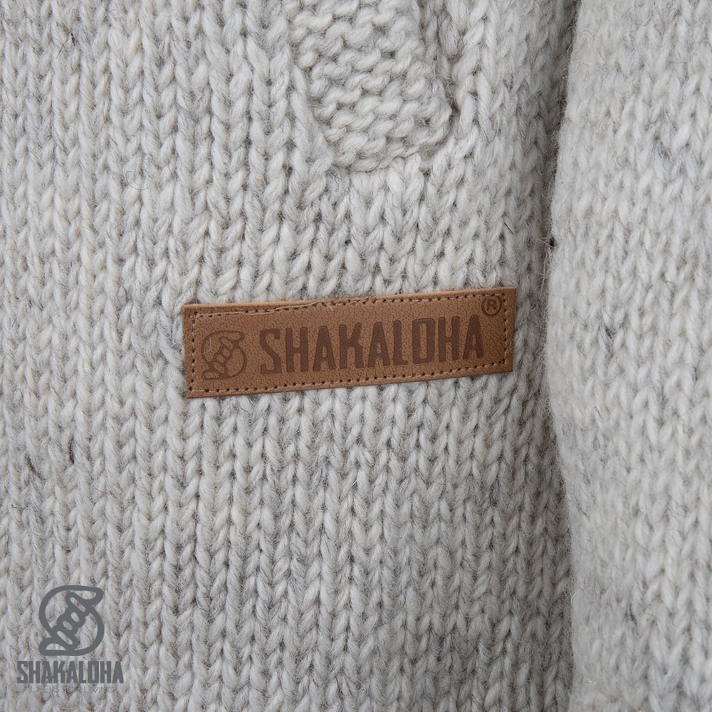 Shakaloha Shakaloha Knitted Woolen Jacket Woodcord DLX  with Fleece Lining and Detachable Hood - Woman - Handmade in Nepal from sheep's wool