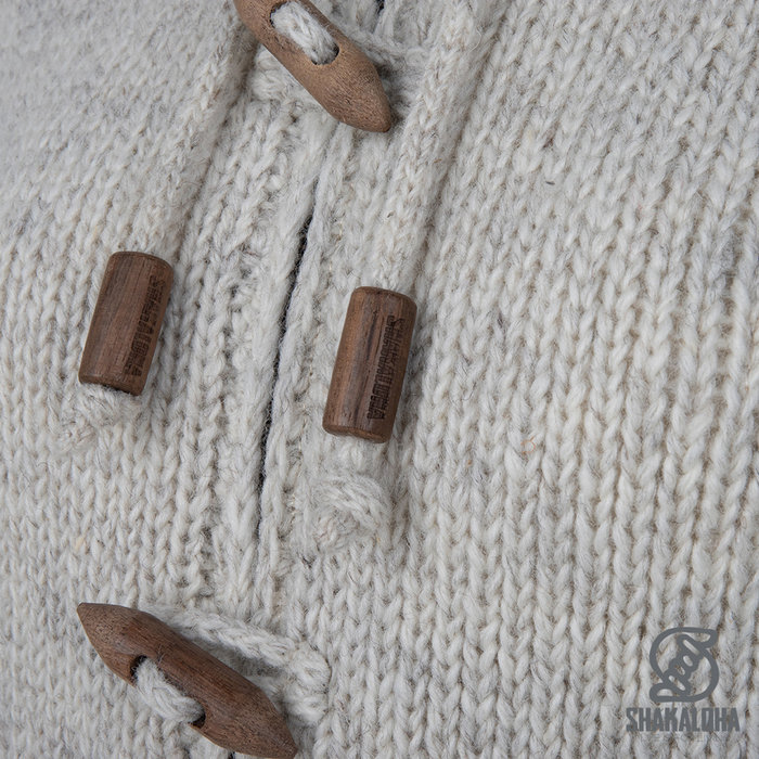 Shakaloha Shakaloha Knitted Woolen Jacket Woodcord DLX with Fleece Lining and Detachable Hood - Woman - Handmade in Nepal from sheep's wool