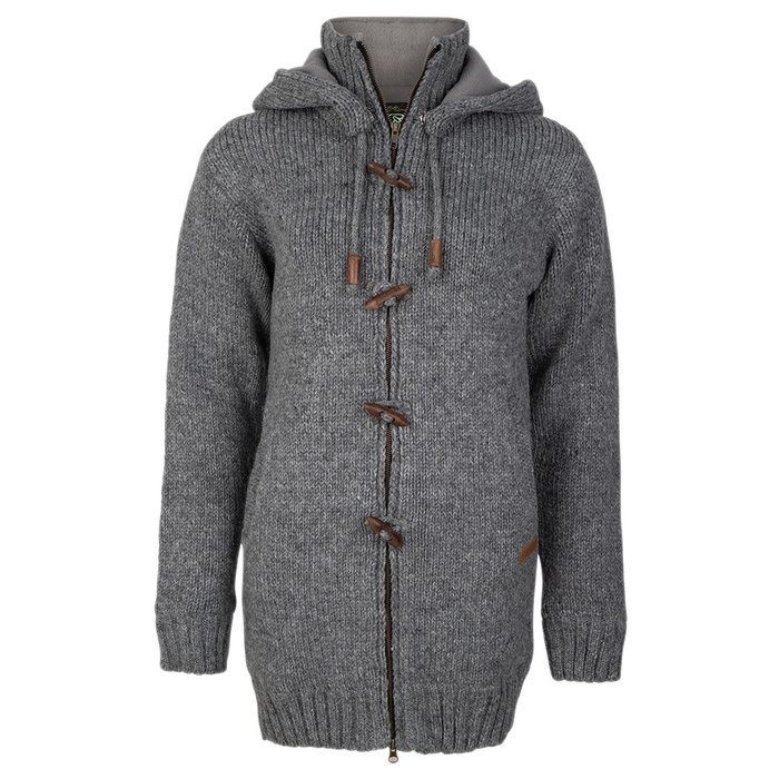 Shakaloha Shakaloha Knitted Wool Cardigan Woodcord DLX with Fleece Lining and Detachable Hood - Women - Handmade in Nepal from Sheep Wool