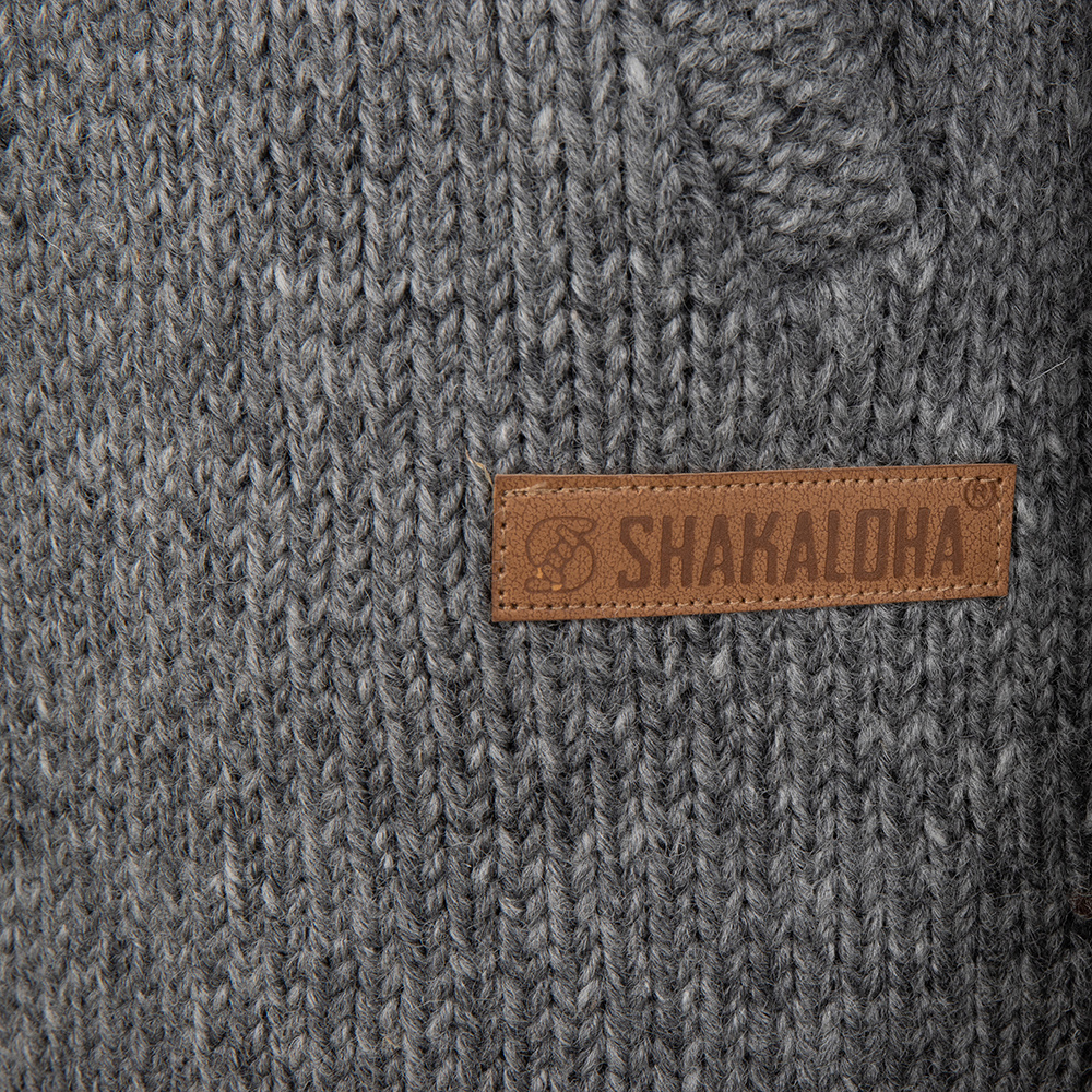 Shakaloha Shakaloha Knitted Wool Cardigan Woodcord DLX avec doublure polaire et capuche amovible - Femme - Fabriqué à la main au Népal à partir de laine de mouton