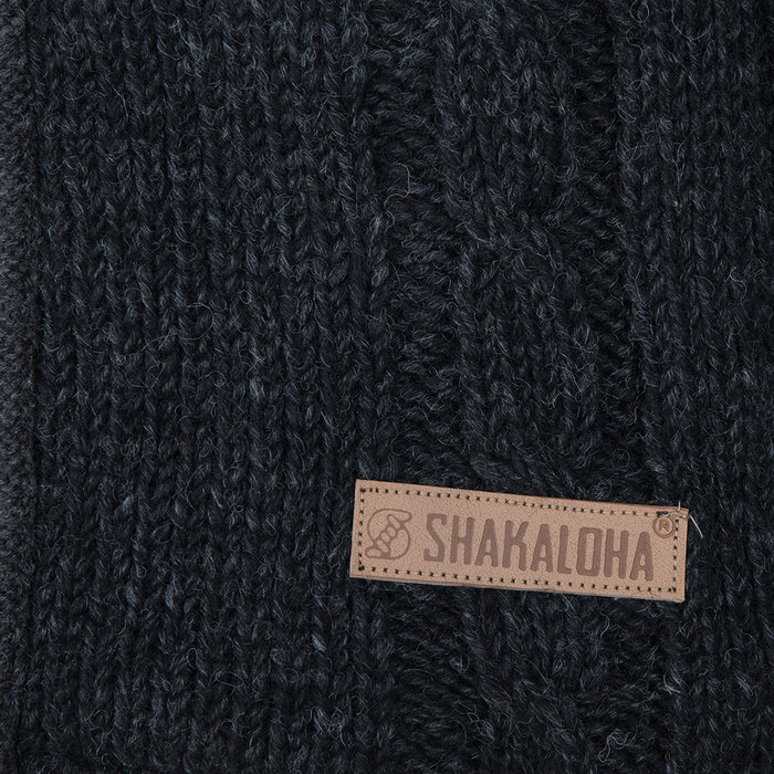 Shakaloha Shakaloha Veste en Laine Tricoté Plata ZH Anthracite avec Doublure en polaire et Capuche détachable - Hommes - Uni - Fabriqué à la main au Népal en laine de mouton