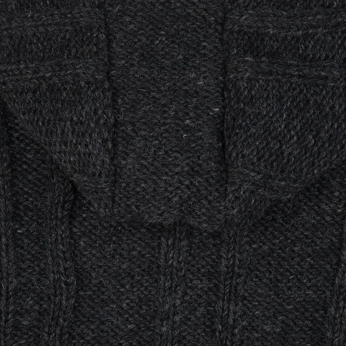 Shakaloha Shakaloha Veste en Laine Tricoté Plata ZH Anthracite avec Doublure en polaire et Capuche détachable - Hommes - Uni - Fabriqué à la main au Népal en laine de mouton