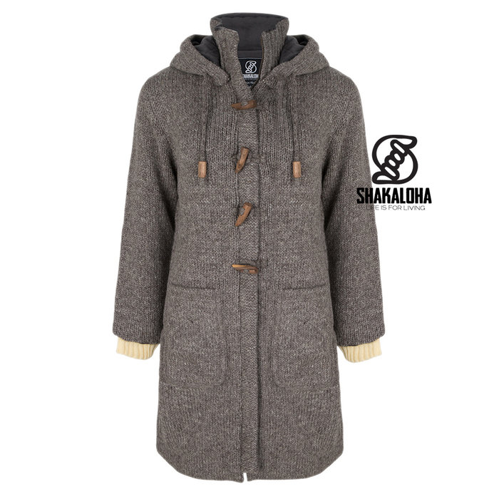 Shakaloha Shakaloha Knitted Woolen Jacket Whistler DLX with Fleece Lining and Detachable Hood - Woman - Handmade in Nepal from sheep's wool