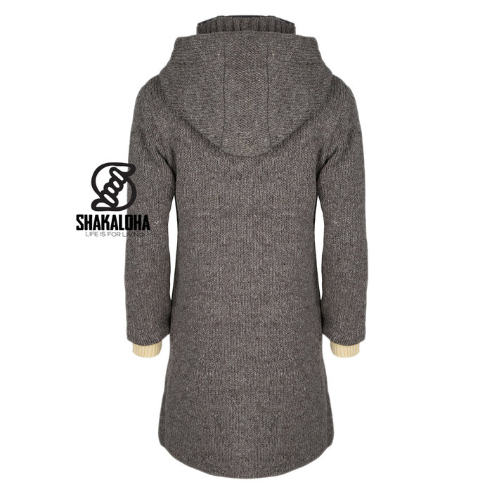 Shakaloha Shakaloha Knitted Woolen Jacket Whistler DLX with Fleece Lining and Detachable Hood - Woman - Handmade in Nepal from sheep's wool