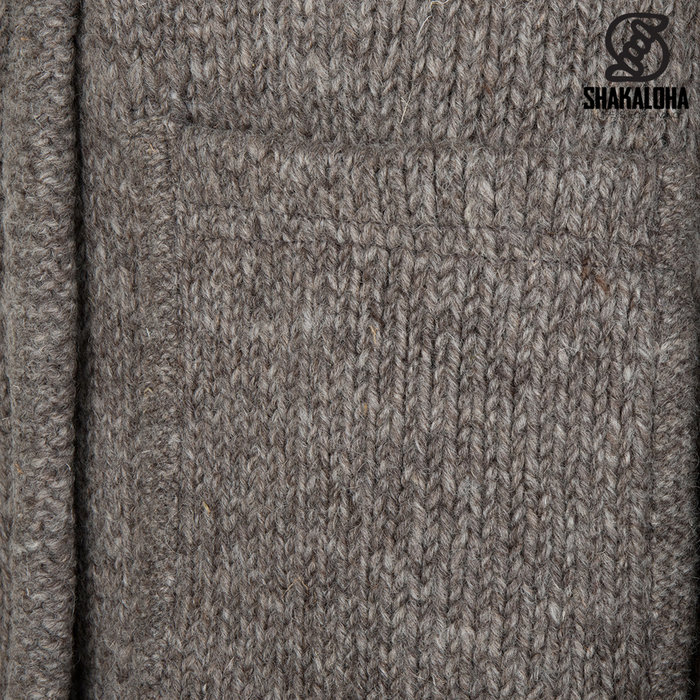 Shakaloha Shakaloha Veste en Laine Tricoté Whistler DLX Taupe marron clair avec Doublure en polaire et Capuche détachable - Femmes - Fabriqué à la main au Népal en laine de mouton