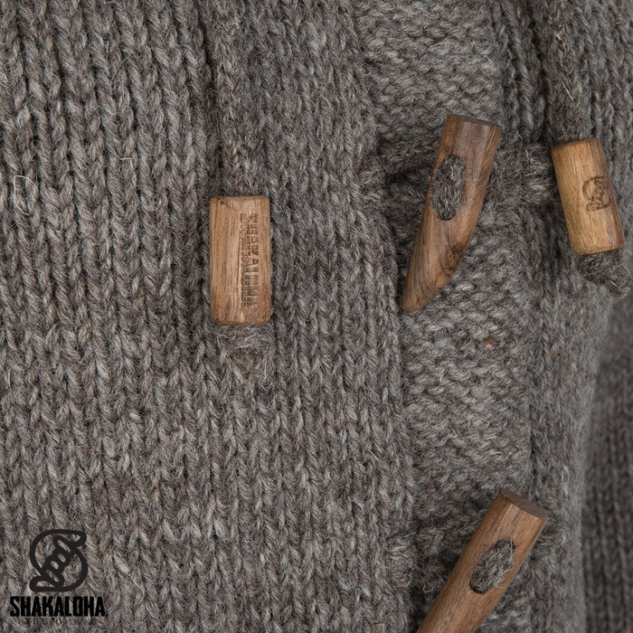 Shakaloha Shakaloha Knitted Woolen Jacket Whistler DLX with Fleece Lining and Detachable Hood - Woman - Handmade in Nepal from sheep's wool