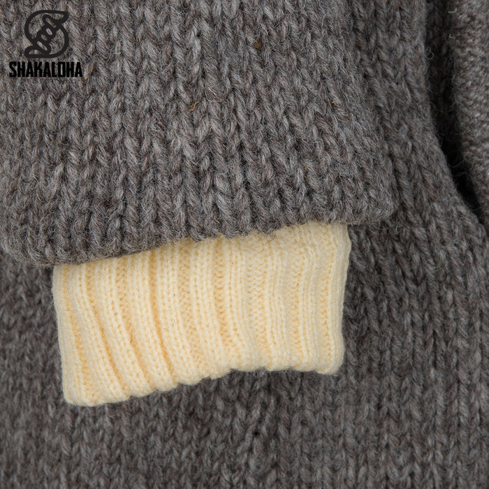 Shakaloha Chaleco de punto de lana Shakaloha Whistler DLX con forro polar y capucha desmontable - Mujer - Hecho a mano en Nepal con lana de oveja