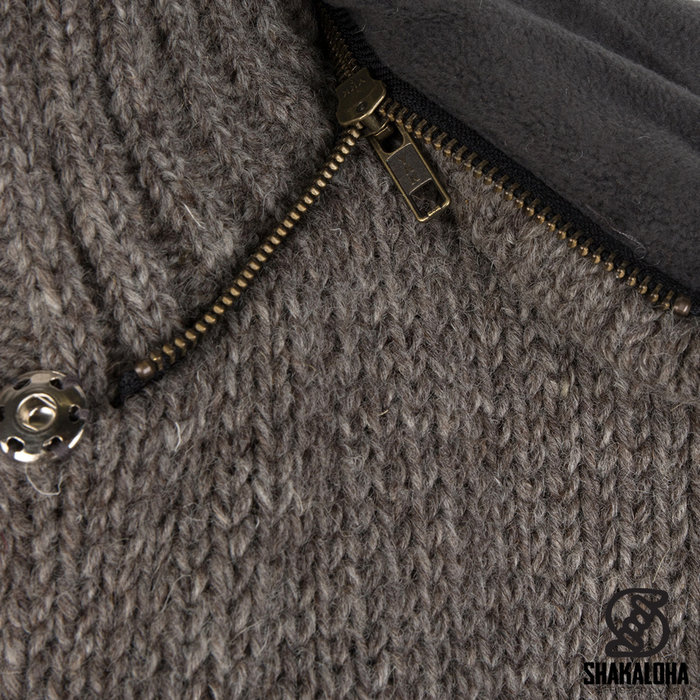 Shakaloha Chaleco de punto de lana Shakaloha Whistler DLX con forro polar y capucha desmontable - Mujer - Hecho a mano en Nepal con lana de oveja