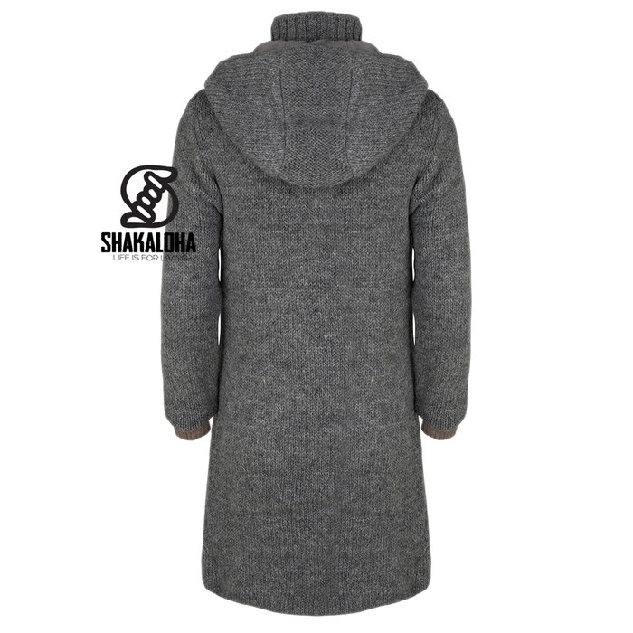 Shakaloha Shakaloha Knitted Woolen Jacket Whistler DLX with Fleece Lining and Detachable Hood - Woman - Handmade in Nepal from sheep's wool