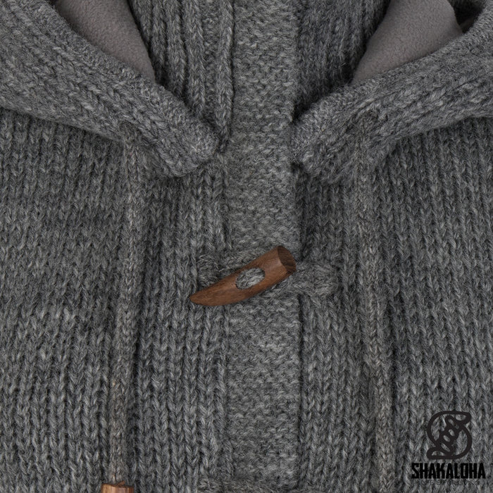 Shakaloha Shakaloha Knitted Woolen Jacket Whistler DLX with Fleece Lining and Detachable Hood - Woman - Handmade in Nepal from sheep's wool